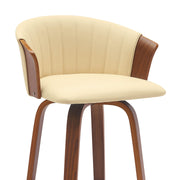 Diana 30" Swivel Walnut Wood Bar Stool in Cream Faux Leather - Furniture City (CA)l