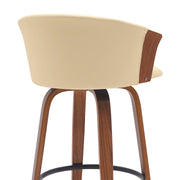Diana 30" Swivel Walnut Wood Bar Stool in Cream Faux Leather - Furniture City (CA)l