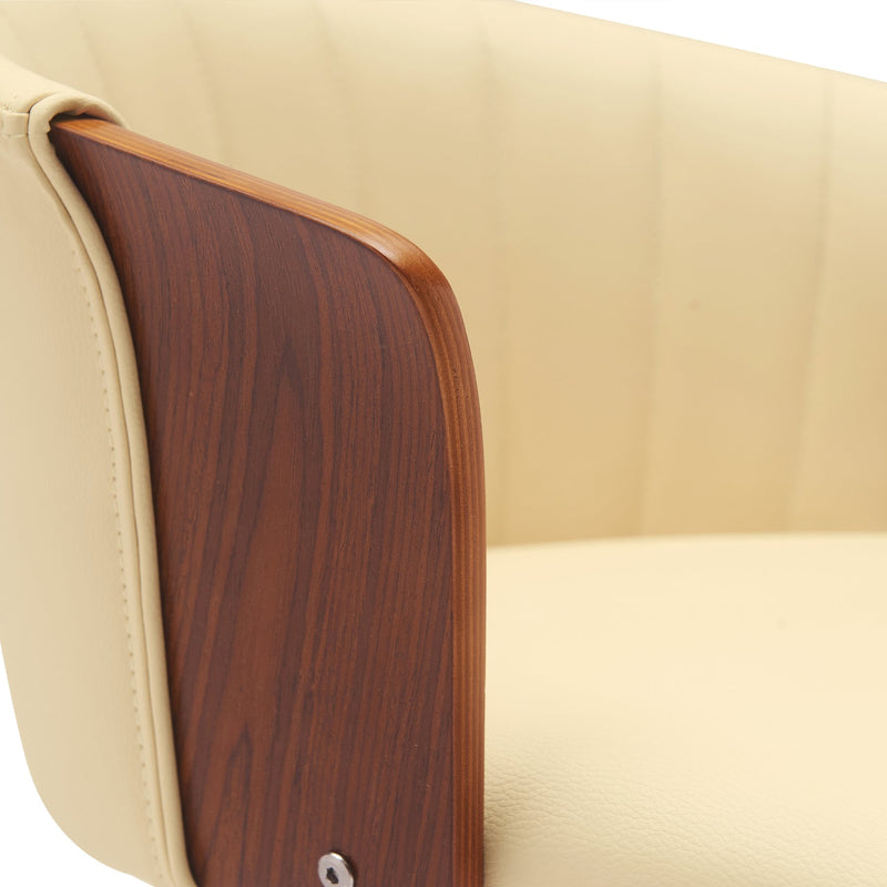 Diana 30" Swivel Walnut Wood Bar Stool in Cream Faux Leather - Furniture City (CA)l