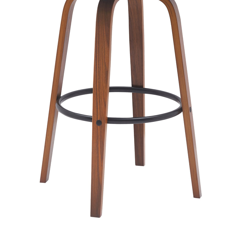 Diana 30" Swivel Walnut Wood Bar Stool in Cream Faux Leather - Furniture City (CA)l