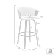 Diana 30" Swivel Walnut Wood Bar Stool in Cream Faux Leather - Furniture City (CA)l