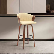 Diana 30" Swivel Walnut Wood Bar Stool in Cream Faux Leather - Furniture City (CA)l