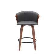 Diana 26" Swivel Walnut Wood Counter Stool in Gray Faux Leather - Furniture City (CA)l