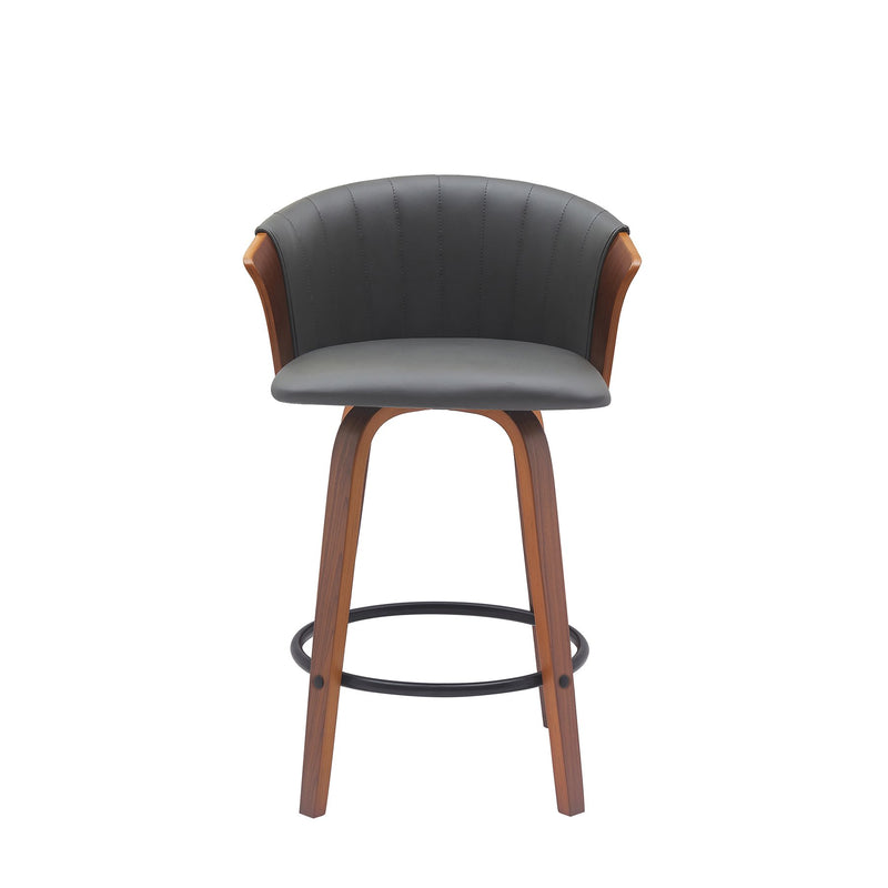Diana 26" Swivel Walnut Wood Counter Stool in Gray Faux Leather - Furniture City (CA)l