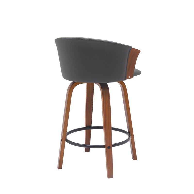 Diana 26" Swivel Walnut Wood Counter Stool in Gray Faux Leather - Furniture City (CA)l