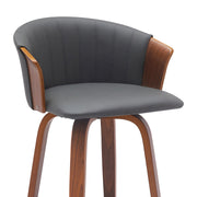 Diana 26" Swivel Walnut Wood Counter Stool in Gray Faux Leather - Furniture City (CA)l