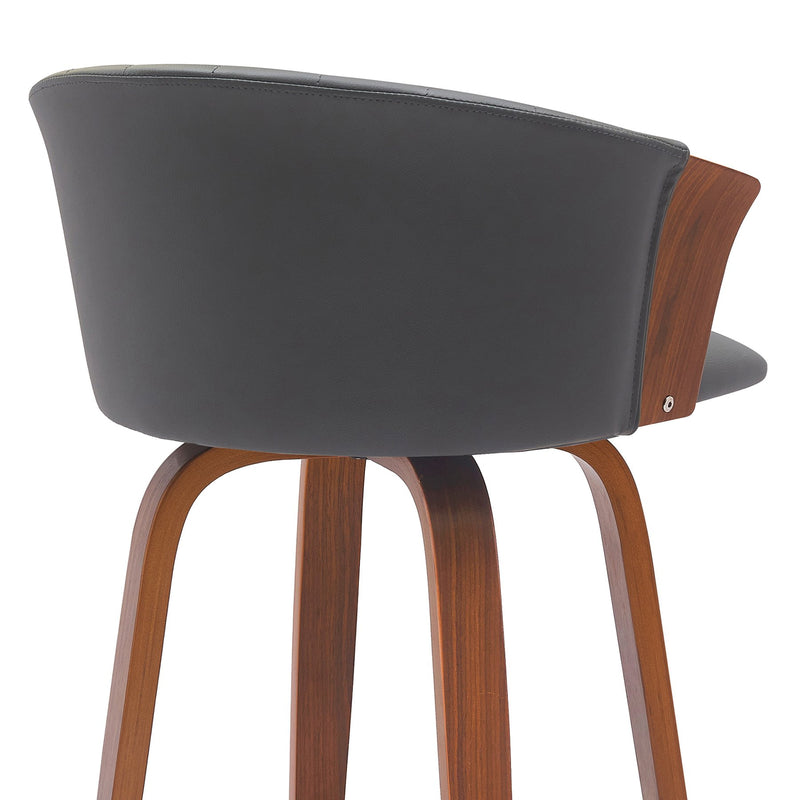 Diana 26" Swivel Walnut Wood Counter Stool in Gray Faux Leather - Furniture City (CA)l