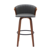 Diana 30" Swivel Walnut Wood Bar Stool in Gray Faux Leather - Furniture City (CA)l
