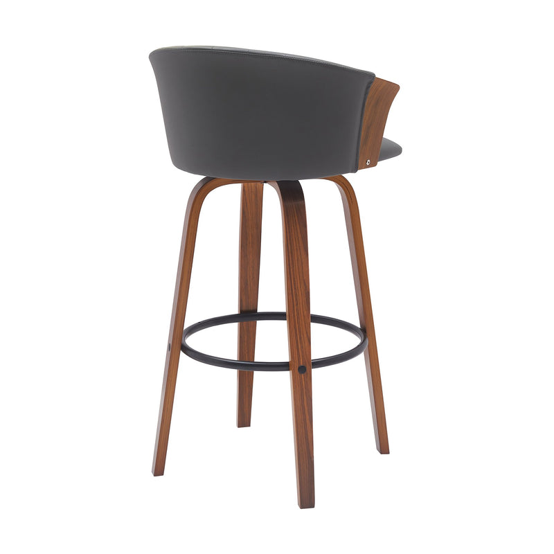 Diana 30" Swivel Walnut Wood Bar Stool in Gray Faux Leather - Furniture City (CA)l