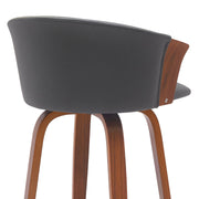 Diana 30" Swivel Walnut Wood Bar Stool in Gray Faux Leather - Furniture City (CA)l