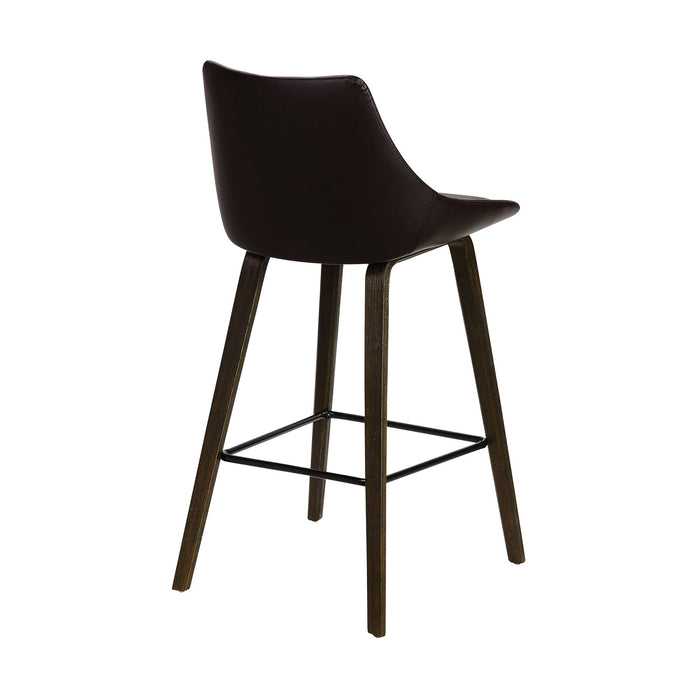 Dani 26" Brown Faux Leather Barstool in Walnut Glazed Finish