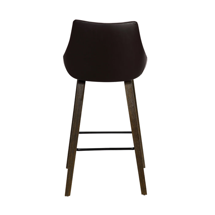 Dani 26" Brown Faux Leather Barstool in Walnut Glazed Finish