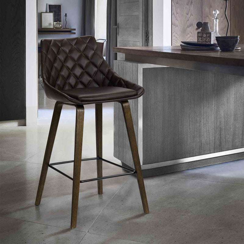Dani 26" Brown Faux Leather Barstool in Walnut Glazed Finish - Furniture City (CA)l