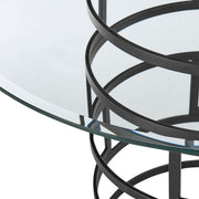 Diaz Contemporary 48" Round Dining Table with Matte Black Iron Base and Glass Tabletop - Furniture City (CA)l