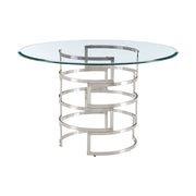 Diaz Contemporary 48" Round Dining Table with Brushed Stainless Steel Base and Glass Tabletop - Furniture City (CA)l