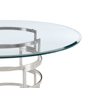 Diaz Contemporary 48" Round Dining Table with Brushed Stainless Steel Base and Glass Tabletop - Furniture City (CA)l
