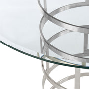 Diaz Contemporary 48" Round Dining Table with Brushed Stainless Steel Base and Glass Tabletop - Furniture City (CA)l