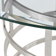 Diaz Contemporary 48" Round Dining Table with Brushed Stainless Steel Base and Glass Tabletop - Furniture City (CA)l