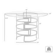 Diaz Contemporary 48" Round Dining Table with Brushed Stainless Steel Base and Glass Tabletop - Furniture City (CA)l
