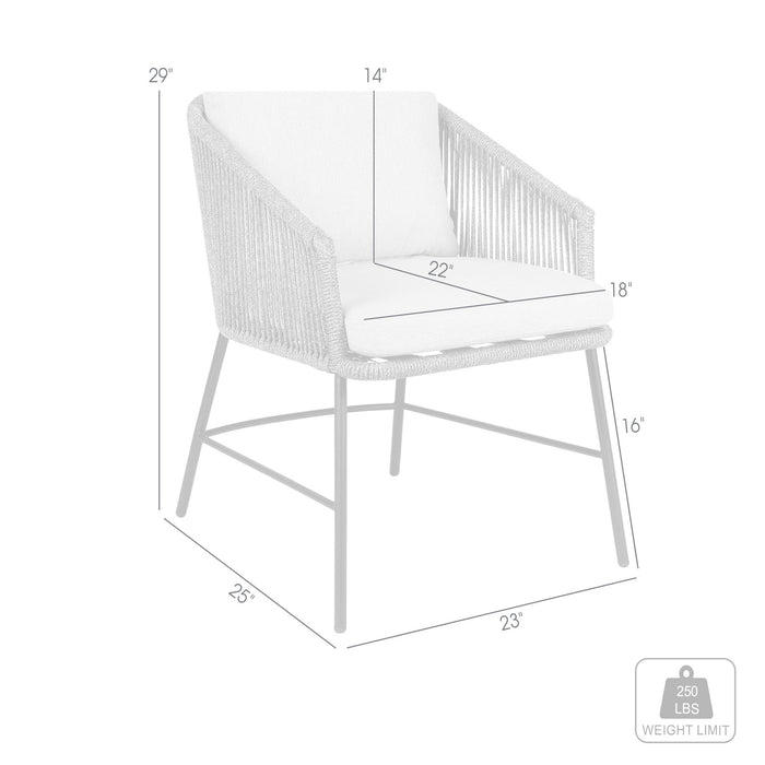 Ditas Outdoor Patio Dining Chair in Black Metal and Gray Rope