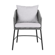 Ditas Outdoor Patio Dining Chair in Black Metal and Gray Rope - Furniture City (CA)l