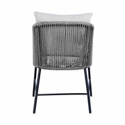Ditas Outdoor Patio Dining Chair in Black Metal and Gray Rope - Furniture City (CA)l