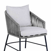 Ditas Outdoor Patio Dining Chair in Black Metal and Gray Rope - Furniture City (CA)l