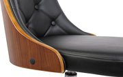 Diamond Mid-Century Office Chair in Chrome finish with Tufted Black Faux Leather and Walnut Veneer Back - Furniture City (CA)l