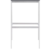 Dakota Mid-Century 30" Counter Height Barstool in Brushed Stainless Steel with Gray Faux Leather and Walnut Wood Finish Back - Furniture City (CA)l