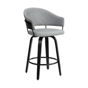 Doral 26" Light Gray Faux Leather Barstool in Black Powder Coated Finish and Black Brushed Wood - Furniture City (CA)l