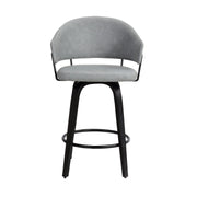 Doral 26" Light Gray Faux Leather Barstool in Black Powder Coated Finish and Black Brushed Wood - Furniture City (CA)l