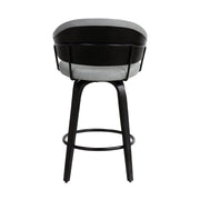 Doral 26" Light Gray Faux Leather Barstool in Black Powder Coated Finish and Black Brushed Wood - Furniture City (CA)l