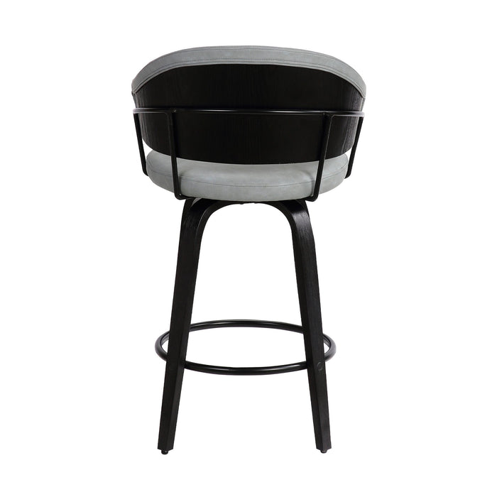 Doral 26" Light Gray Faux Leather Barstool in Black Powder Coated Finish and Black Brushed Wood