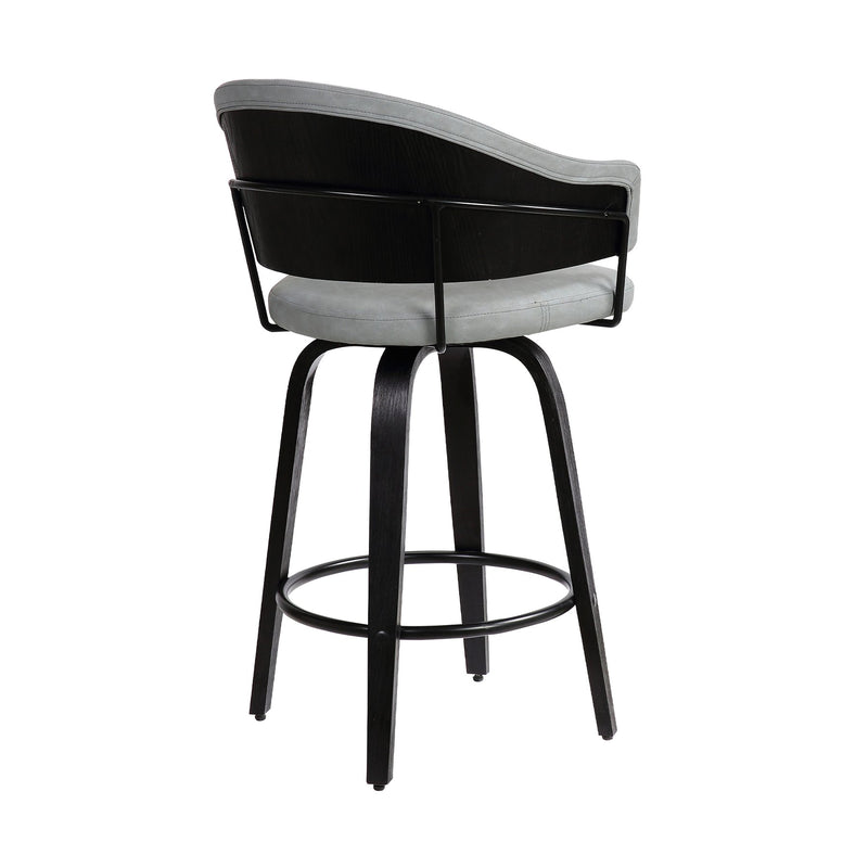 Doral 30" Dark Gray Faux Leather Barstool in Black Powder Coated Finish and Black Brushed Wood - Furniture City (CA)l
