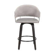 Doral 26" Light Gray Velvet Barstool in Black Powder Coated Finish with Chrome and Black Brushed Wood - Furniture City (CA)l
