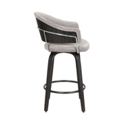 Doral 26" Light Gray Velvet Barstool in Black Powder Coated Finish with Chrome and Black Brushed Wood - Furniture City (CA)l