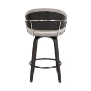 Doral 26" Light Gray Velvet Barstool in Black Powder Coated Finish with Chrome and Black Brushed Wood - Furniture City (CA)l