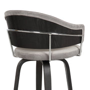 Doral 26" Light Gray Velvet Barstool in Black Powder Coated Finish with Chrome and Black Brushed Wood - Furniture City (CA)l