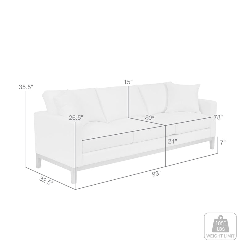 Donna 93" Upholstered Sofa in Platinum Gray - Furniture City (CA)l