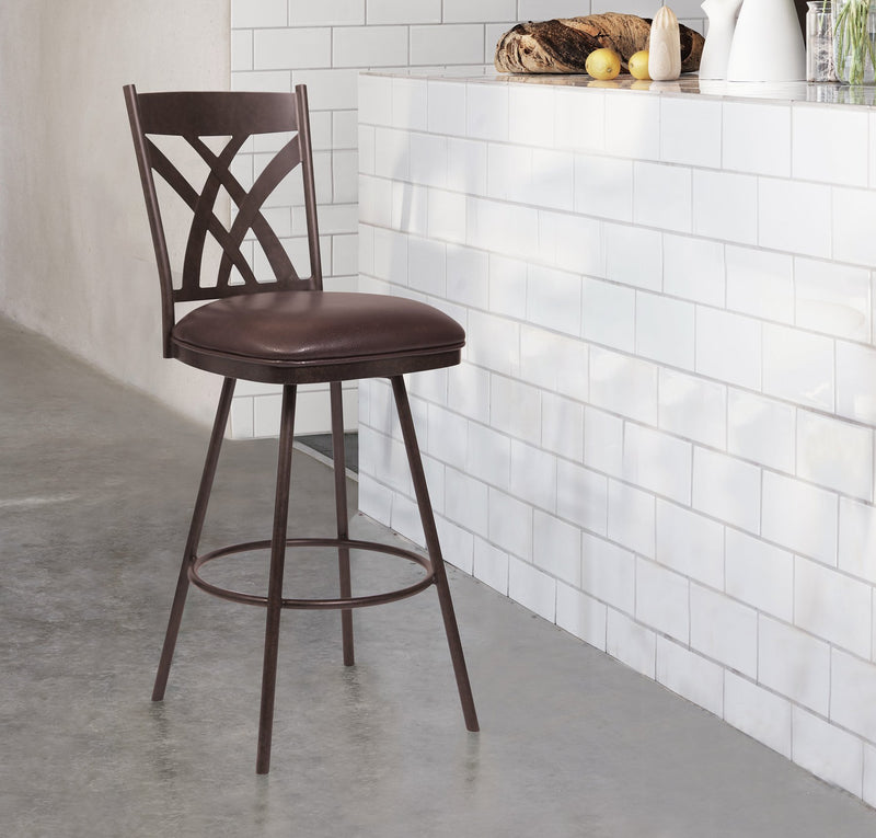 Dover 26" Counter Height Barstool in Auburn Bay and Brown Faux Leather - Furniture City (CA)l