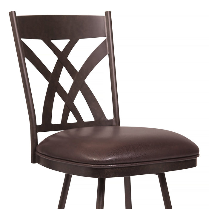 Dover 30" Bar Height Barstool in Auburn Bay and Brown Faux Leather