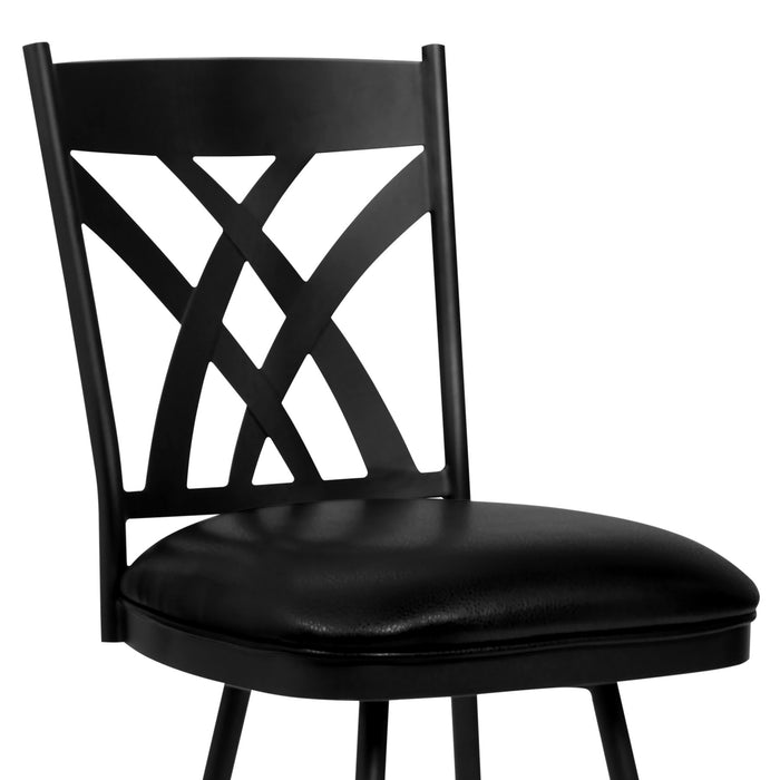 Dover 26" Counter Height Barstool in Matte Black Finish and Black Faux Leather