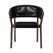 Doris Outdoor Patio Dining Chair in Dark Eucalyptus Wood with Black Rope - Set of 2 - Furniture City (CA)l