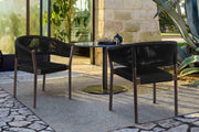 Doris Outdoor Patio Dining Chair in Dark Eucalyptus Wood with Black Rope - Set of 2 - Furniture City (CA)l