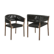 Doris Outdoor Patio Dining Chair in Light Eucalyptus Wood with Charcoal Rope - Set of 2 - Furniture City (CA)l