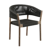 Doris Outdoor Patio Dining Chair in Light Eucalyptus Wood with Charcoal Rope - Set of 2 - Furniture City (CA)l