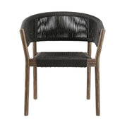 Doris Outdoor Patio Dining Chair in Light Eucalyptus Wood with Charcoal Rope - Set of 2 - Furniture City (CA)l