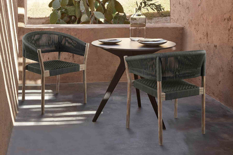 Doris Outdoor Patio Dining Chair in Light Eucalyptus Wood with Charcoal Rope - Set of 2 - Furniture City (CA)l