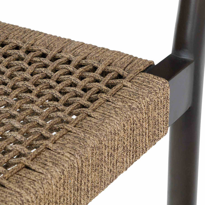 Doris Outdoor Patio Dining Chair in Dark Eucalyptus Wood with Truffle Rope - Set of 2
