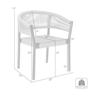 Doris Outdoor Patio Dining Chair in Dark Eucalyptus Wood with Truffle Rope - Set of 2 - Furniture City (CA)l